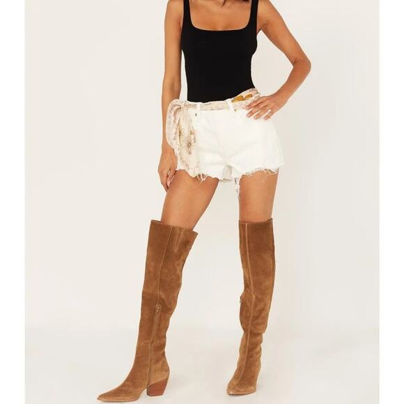 Levi’s 501 white frayed hem button fly distressed festival Jean shorts - Picture 1 of 9